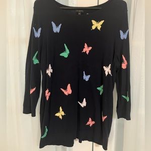 Talbots navy blue butterfly sweater